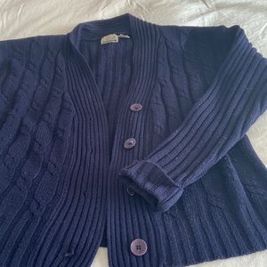 Cotton Navy Blue Cardigan - M